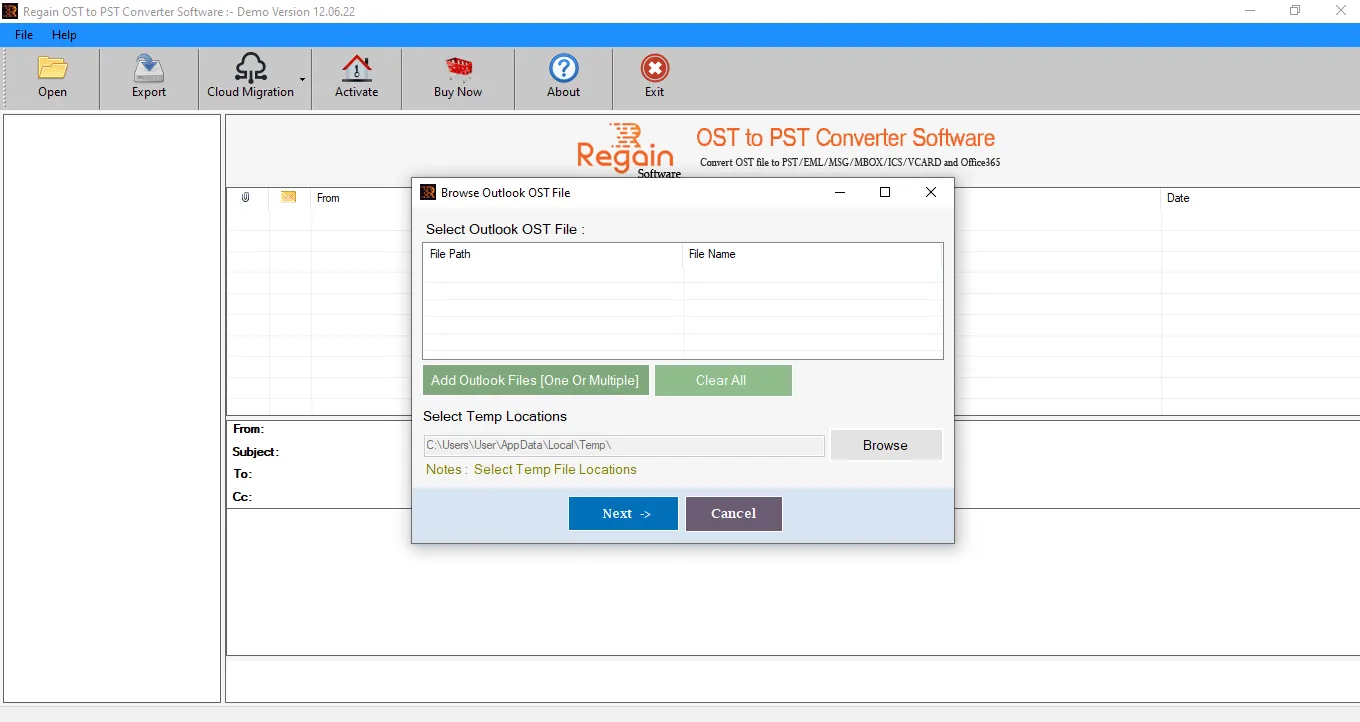 OST File Converter - Step 1